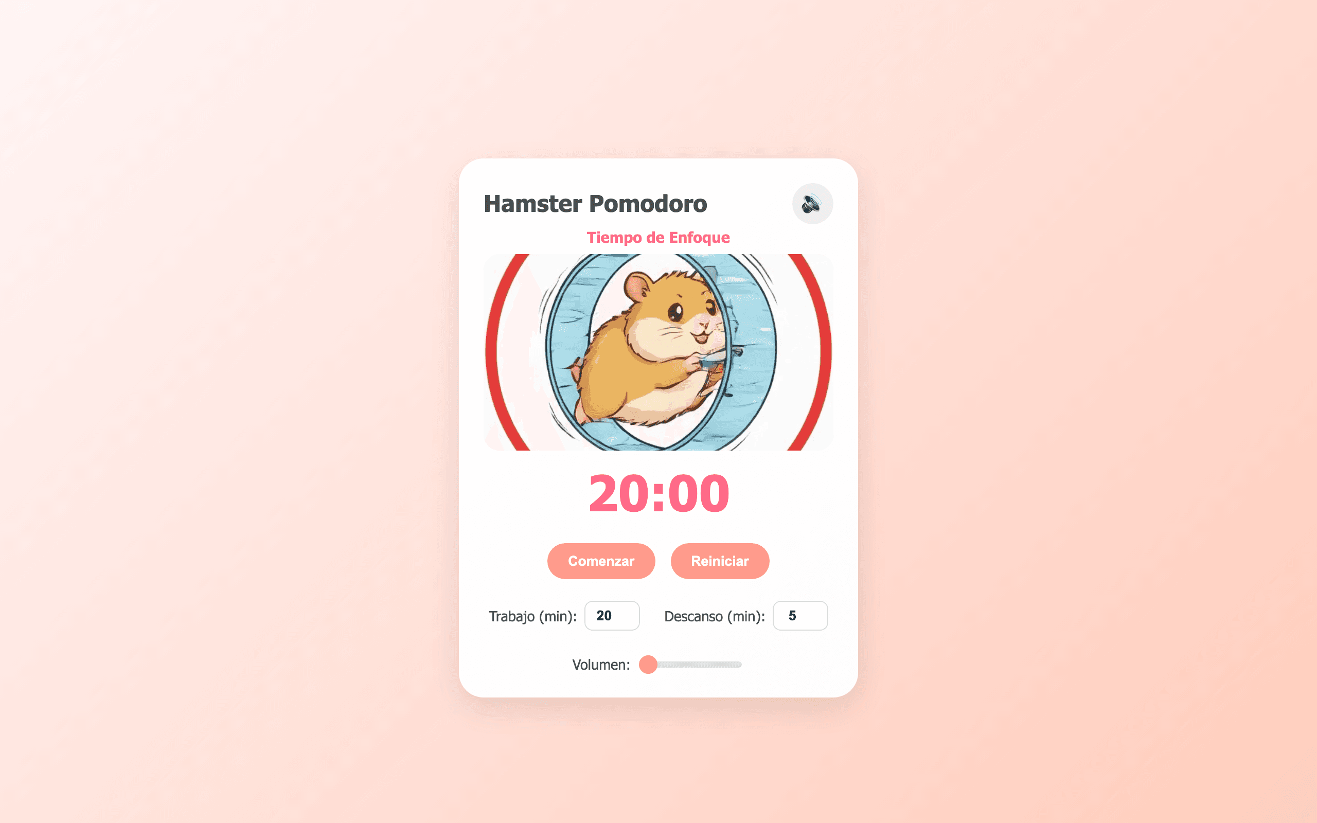 Captura de pantalla de Hamster pomodoro